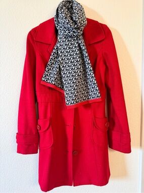 TULLE Vintage Red Wool Coat (Size M; cozy scarf included!)